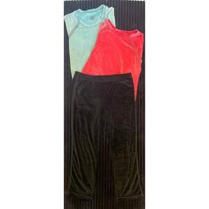 Lot of 3 Cuddle Duds Women’s Fleece Pull-Over Shirts & Black Fleece Pants Large